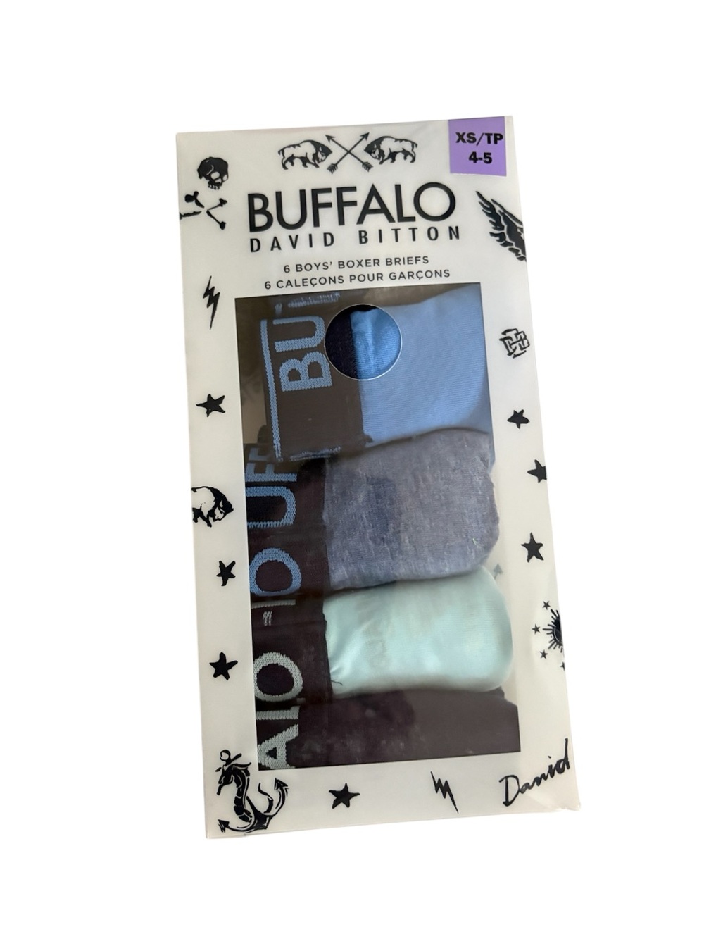Buffalo David Bitton Boys' 6-Pack Boxer Briefs - Blue/Gray/Light Blue